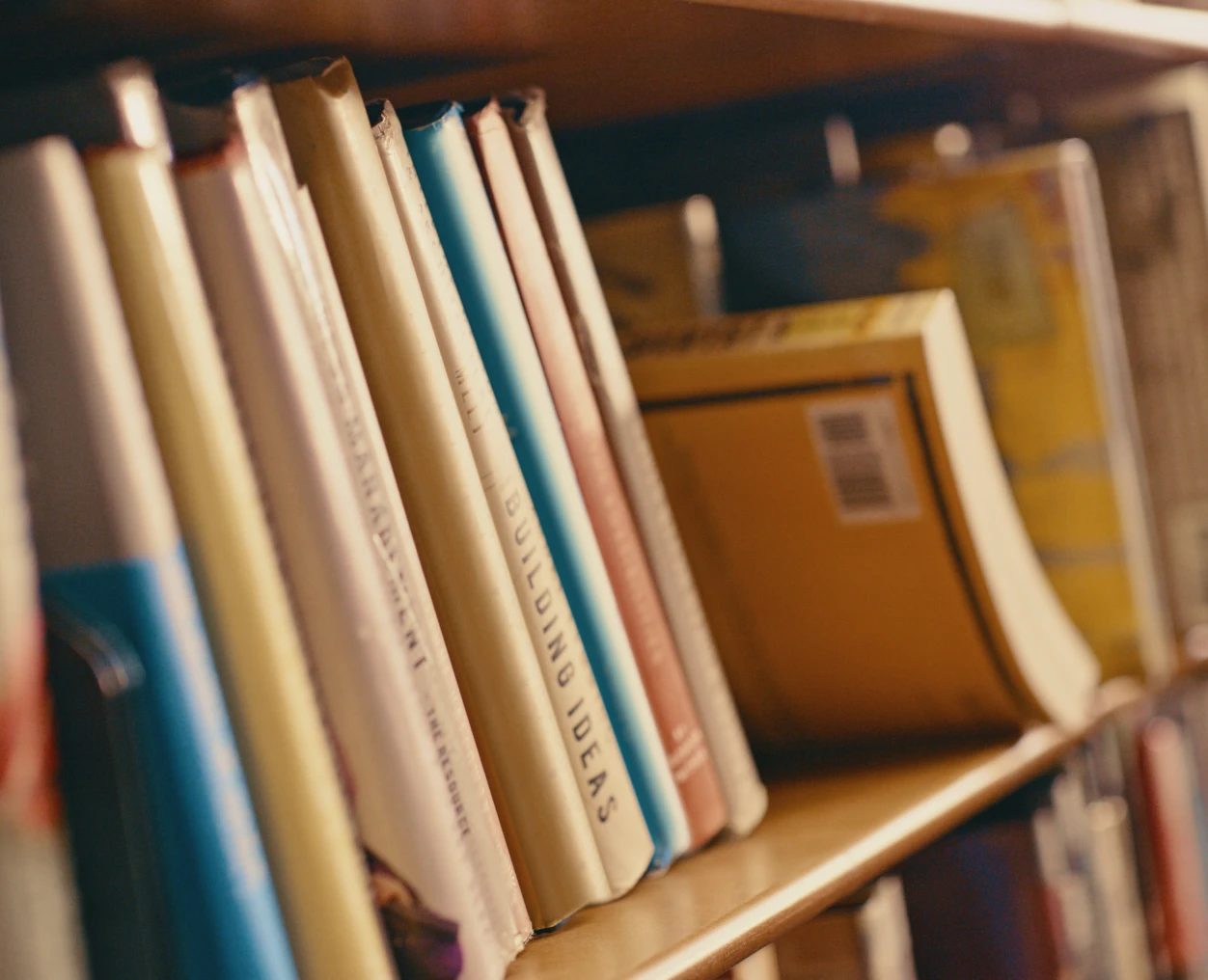 Library books lined up neatly